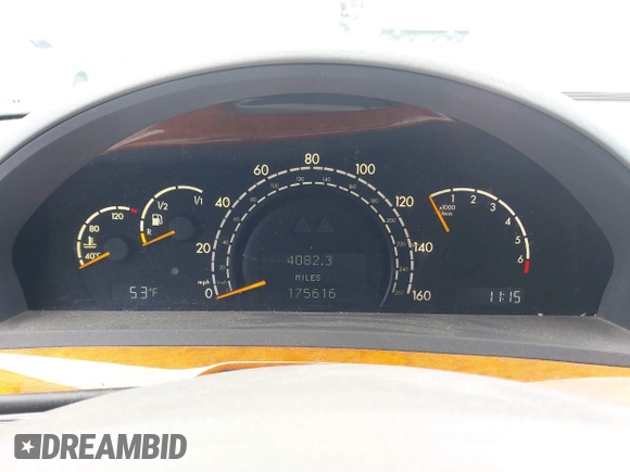 2003 Mercedes-Benz S-Class 4.3L with VIN WDBNG70J23A317424, listed as a IAAI auction lot 41716056 with 175,616 mi miles. Bid and sale history available at carsss.com. Image 7.