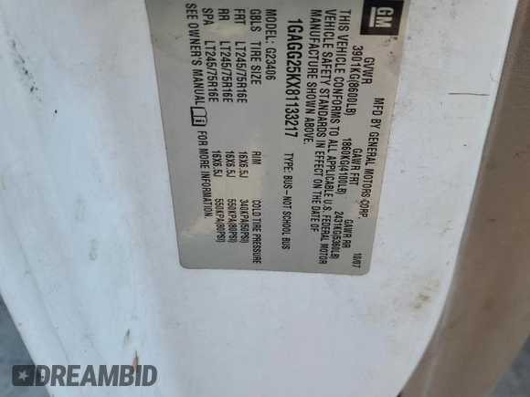 2008 Chevrolet Express Passenger z VIN 1GAGG25KX81133217, wystawiony jako Copart lot #73503214 z przebiegiem 323 605 mil mil oraz Czysty tytuł • Clean title. Historia ofert i sprzedaży dostępna na DreamBid. Obrazek 13.