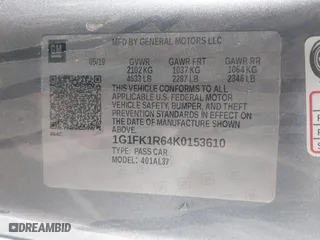 2019 Chevrolet Camaro ZL1 with VIN 1G1FK1R64K0153610, listed as a IAAI auction lot 41603346 with 49,907 mi miles. Bid and sale history available at carsss.com. Image 9.