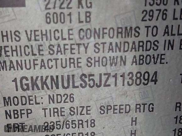 2018 GMC Acadia SLT with VIN 1GKKNULS5JZ113894, listed as a IAAI auction lot 41929343 with 85,825 mi miles and . Bid and sale history available at carsss.com. Image 9.