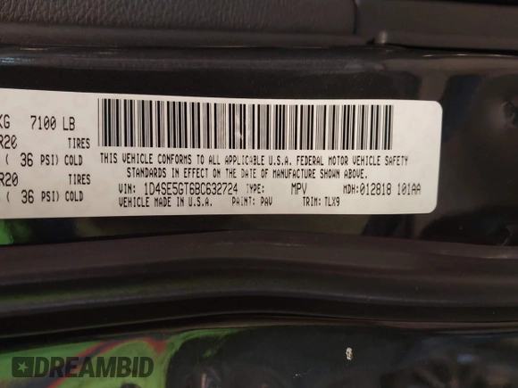 2011 Dodge Durango Citadel with VIN 1D4SE5GT6BC632724, listed as a IAAI auction lot 41590123 with 118,509 mi miles and . Bid and sale history available at DreamBid. Image 9.