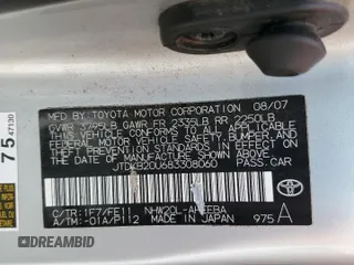 2008 Toyota Prius with VIN JTDKB20U683308060, listed as a Copart auction lot 56432735 with 163,455 mi miles and Salvage title. Bid and sale history available at DreamBid. Image 12.
