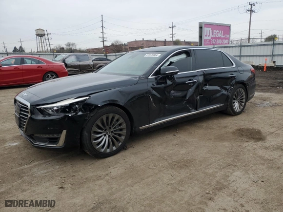 2017 Genesis G90 3.3T Premium with VIN KMHG34JA9HU025421, listed as a Copart auction lot 81075664 with 99,443 mi miles and Salvage Title. Bid and sale history available at carsss.com. Image 1.