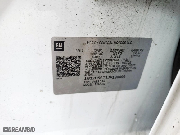2018 Chevrolet Malibu LT with VIN 1G1ZD5ST1JF134409, listed as a Copart auction lot 48119385 with 106,161 mi miles and Salvage Title. Bid and sale history available at carsss.com. Image 14.