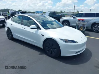 2025 Tesla Model 3 Long Range with VIN 5YJ3E1EA7SF897151, listed as a IAAI auction lot 42530659 with 4,985 mi miles and . Bid and sale history available at DreamBid. Image 1.