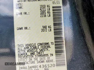 2015 Nissan Altima SL with VIN 1N4AL3AP4FC436520, listed as a Copart auction lot 60843385 with 105,778 mi miles and Clean title. Bid and sale history available at DreamBid. Image 12.