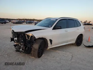 2024 BMW X5 M60i with VIN 5UX33EU07R9T12139, listed as a Copart auction lot 77326454 with 0 mi miles and Salvage Title. Bid and sale history available at carsss.com. Image 1.