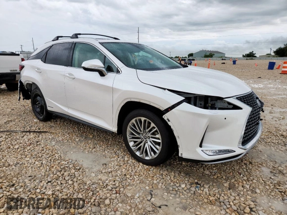 2021 Lexus RX 450h with VIN 2T2JGMDA2MC066759, listed as a Copart auction lot 59976055 with 66,344 mi miles and Salvage title. Bid and sale history available at DreamBid. Image 4.