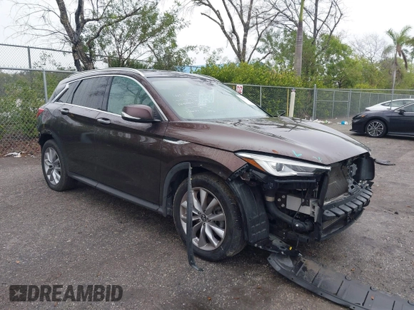 2020 Infiniti QX50 Luxe with VIN 3PCAJ5M17LF103598, listed as a IAAI auction lot 41406324 with 51,490 mi miles and . Bid and sale history available at DreamBid. Image 1.