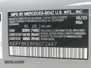 2024 Mercedes-Benz GLS 63 AMG with VIN 4JGFF8KE8RB072447, listed as a Copart auction lot 89404345 with 10,821 mi miles and Salvage title. Bid and sale history available at DreamBid. Image 14.