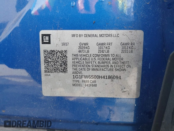 2017 Chevrolet Bolt EV LT z VIN 1G1FW6S00H4186094, wystawiony jako IAAI lot #41678309 z przebiegiem 43 781 mil mil oraz . Historia ofert i sprzedaży dostępna na DreamBid. Obrazek 9.
