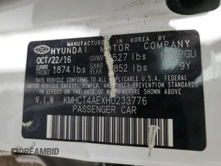 2017 Hyundai Accent SE with VIN KMHCT4AEXHU233776, listed as a Copart auction lot 54185465 with 176,146 mi miles and Clean Title. Bid and sale history available at carsss.com. Image 12.