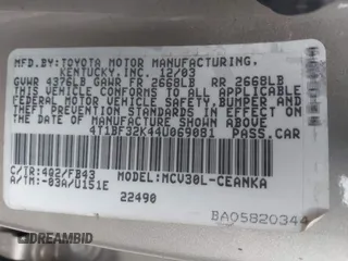 2004 Toyota Camry LE with VIN 4T1BF32K44U069081, listed as a IAAI auction lot 41460767 with 204,992 mi miles and . Bid and sale history available at carsss.com. Image 9.