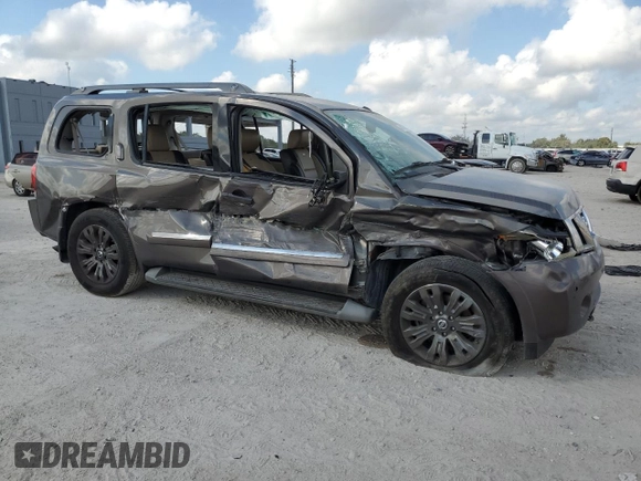 2015 Nissan Armada Platinum z VIN 5N1BA0NF2FN623534, wystawiony jako Copart lot #43910765 z przebiegiem 110 270 mil mil oraz Szkoda całkowita • Salvage title. Historia ofert i sprzedaży dostępna na DreamBid. Obrazek 4.