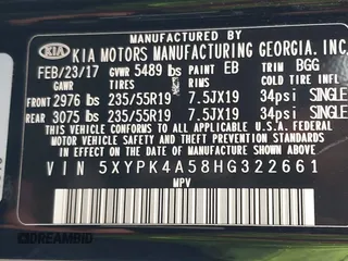 2017 Kia Sorento SX with VIN 5XYPK4A58HG322661, listed as a IAAI auction lot 42195134 with 46,821 mi miles and . Bid and sale history available at DreamBid. Image 9.