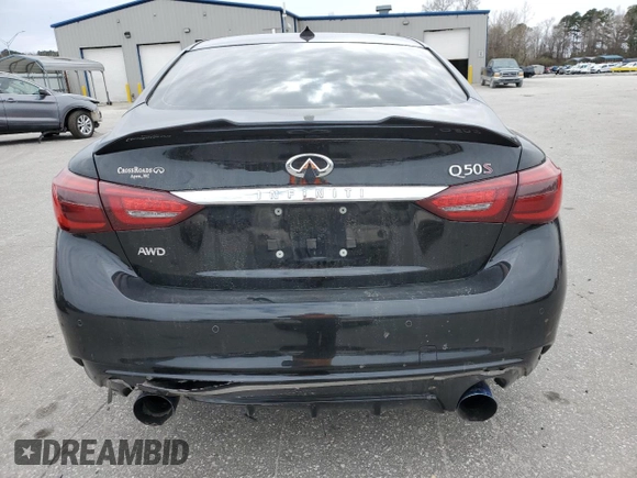 2018 Infiniti Q50 RED SPORT 400 with VIN JN1FV7AR5JM481734, listed as a Copart auction lot 48287625 with 0 mi miles and Salvage Title. Bid and sale history available at carsss.com. Image 6.