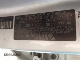 2013 Kia Forte SX with VIN KNAFW4A38D5666280, listed as a IAAI auction lot 41804208 with 76,045 mi miles. Bid and sale history available at carsss.com. Image 9.
