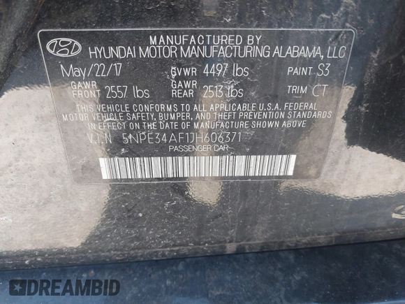 2018 Hyundai Sonata Limited with VIN 5NPE34AF1JH606371, listed as a IAAI auction lot 41762131 with 94,295 mi miles and . Bid and sale history available at DreamBid. Image 9.