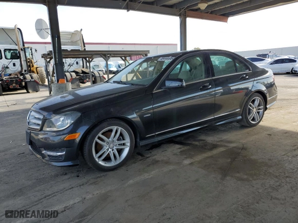 2012 Mercedes-Benz C-Class C 250 Sport with VIN WDDGF4HBXCA630588, listed as a Copart auction lot 48444495 with 95,187 mi miles and Clean Title. Bid and sale history available at carsss.com. Image 1.
