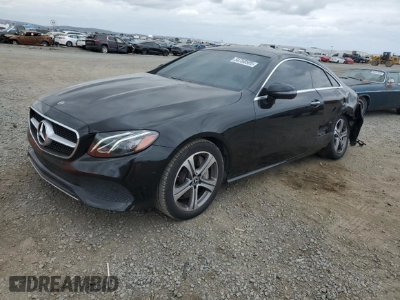 2018 Mercedes-Benz E 400 z VIN WDD1J6FB2JF022938, wystawiony jako Copart lot #54758505 z przebiegiem 55 392 mil mil oraz Szkoda całkowita • Salvage title. Historia ofert i sprzedaży dostępna na DreamBid. Obrazek 1.