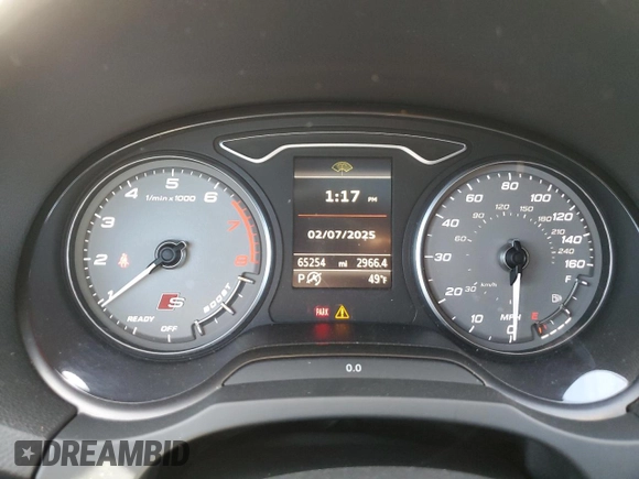 2017 Audi S3 Premium Plus with VIN WAUB1GFF0H1012582, listed as a Copart auction lot 43640435 with 65,254 mi miles and Salvage Title. Bid and sale history available at carsss.com. Image 9.