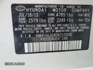 2013 Hyundai Azera z VIN KMHFH4JG4DA310590, wystawiony jako Copart lot #62472335 z przebiegiem 75 311 mil mil oraz Nie do naprawy • Non repairable. Historia ofert i sprzedaży dostępna na DreamBid. Obrazek 12.
