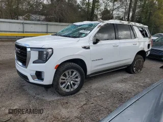 2022 GMC Yukon SLE with VIN 1GKS1AKD7NR201865, listed as a Copart auction lot 49668955 with 35,298 mi miles and Salvage Title. Bid and sale history available at carsss.com. Image 1.