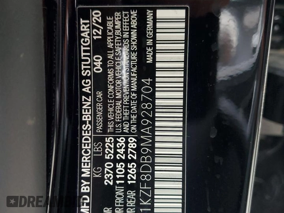 2021 Mercedes-Benz E 350 z VIN W1KZF8DB9MA928704, wystawiony jako Copart lot #60171705 z przebiegiem 44 068 mil mil oraz Szkoda całkowita • Salvage title. Historia ofert i sprzedaży dostępna na DreamBid. Obrazek 12.
