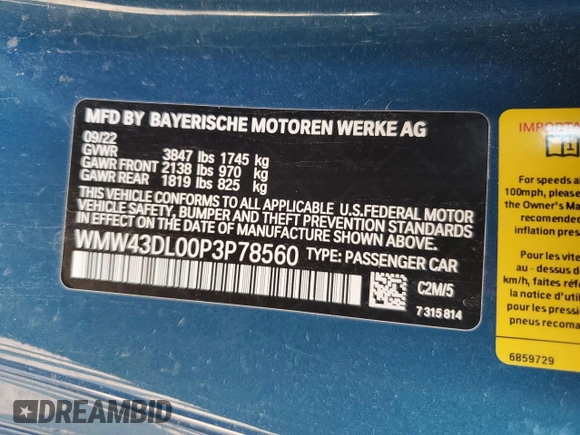 2023 MINI Convertible Cooper S z VIN WMW43DL00P3P78560, wystawiony jako Copart lot #85902444 z przebiegiem Nie podano mil oraz Nie do naprawy • Non repairable. Historia ofert i sprzedaży dostępna na DreamBid. Obrazek 13.