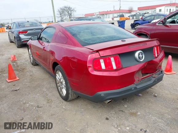 2012 Ford Mustang V6 Premium with VIN 1ZVBP8AM6C5262808, listed as a IAAI auction lot 41907866 with 121,630 mi miles. Bid and sale history available at carsss.com. Image 3.
