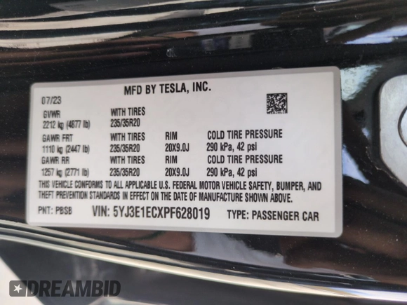 2023 Tesla Model 3 Performance z VIN 5YJ3E1ECXPF628019, wystawiony jako Copart lot #53554215 z przebiegiem 22 557 mil mil oraz Szkoda całkowita • Salvage title. Historia ofert i sprzedaży dostępna na DreamBid. Obrazek 12.