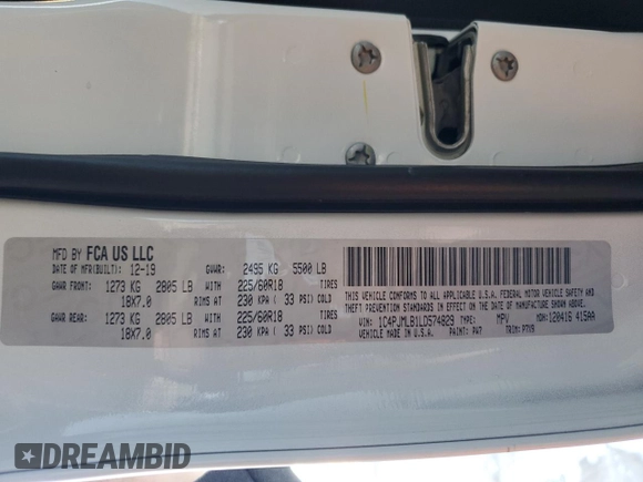 2020 Jeep Cherokee Latitude Plus with VIN 1C4PJMLB1LD574829, listed as a Copart auction lot 53300895 with 76,470 mi miles and Salvage Title. Bid and sale history available at DreamBid. Image 13.