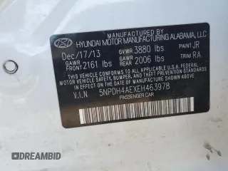 2014 Hyundai Elantra SE with VIN 5NPDH4AEXEH463978, listed as a Copart auction lot 46043825 with 155,526 mi miles and Clean Title. Bid and sale history available at DreamBid. Image 12.