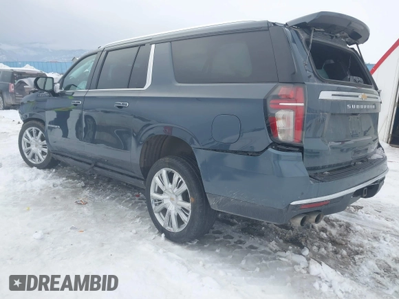 2021 Chevrolet Suburban High Country with VIN 1GNSKGKL0MR394305, listed as a IAAI auction lot 41512181 with 1 mi miles. Bid and sale history available at carsss.com. Image 3.
