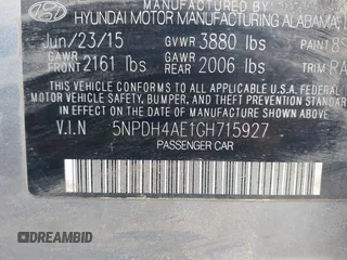 2016 Hyundai Elantra SE z VIN 5NPDH4AE1GH715927, wystawiony jako IAAI lot #42302693 z przebiegiem 143 065 mil mil oraz . Historia ofert i sprzedaży dostępna na DreamBid. Obrazek 9.