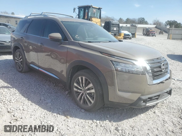 2023 Nissan Pathfinder Platinum with VIN 5N1DR3DH7PC253555, listed as a Copart auction lot 46438245 with 24,008 mi miles and Salvage title. Bid and sale history available at DreamBid. Image 4.