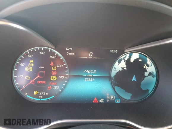 2020 Mercedes-Benz GLC with VIN W1N0G8EB6LF797451, listed as a Copart auction lot 52177575 with 22,831 mi miles and Salvage Title. Bid and sale history available at carsss.com. Image 9.