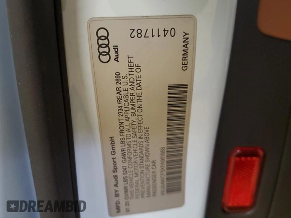 2023 Audi RS 5 Sportback z VIN WUAAWCF5XPA901858, wystawiony jako Copart lot #42140035 z przebiegiem Nie podano mil oraz Szkoda całkowita • Salvage title. Historia ofert i sprzedaży dostępna na DreamBid. Obrazek 14.