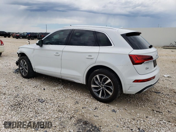 2021 Audi Q5 with VIN WA1AABFYXM2050645, listed as a Copart auction lot 53162383 with 23,012 mi miles and . Bid and sale history available at DreamBid. Image 2.