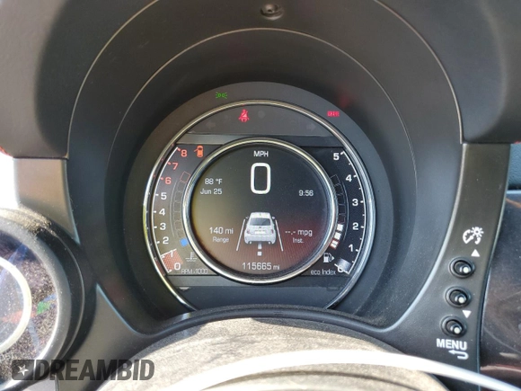 2015 FIAT 500 Abarth with VIN 3C3CFFFH8FT689961, listed as a Copart auction lot 61400335 with 115,665 mi miles and Salvage title. Bid and sale history available at DreamBid. Image 9.