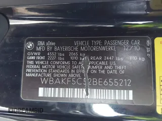 2011 BMW 3 Series 328i xDrive with VIN WBAKF5C52BE655212, listed as a IAAI auction lot 41802186 with 185,014 mi miles. Bid and sale history available at carsss.com. Image 9.