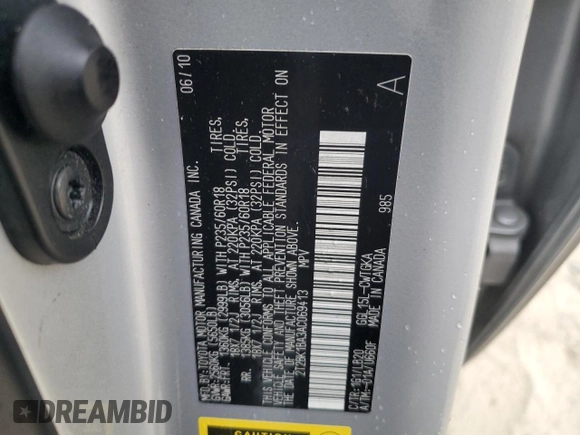 2010 Lexus RX 350 with VIN 2T2BK1BA3AC069413, listed as a Copart auction lot 46028435 with 254,566 mi miles and Non Repairable. Bid and sale history available at DreamBid. Image 15.
