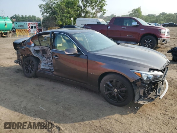 2014 Infiniti Q50 Premium with VIN JN1BV7ARXEM680167, listed as a Copart auction lot 59702095 with 108,196 mi miles and Salvage title. Bid and sale history available at DreamBid. Image 4.