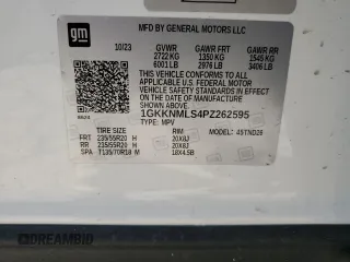 2023 GMC Acadia SLT with VIN 1GKKNMLS4PZ262595, listed as a Copart auction lot 80511654 with 5,132 mi miles and Salvage Title. Bid and sale history available at DreamBid. Image 14.