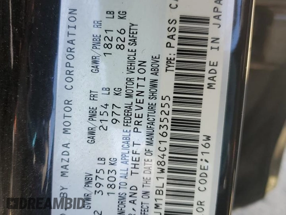 2012 Mazda 3 i Grand Touring with VIN JM1BL1W84C1635255, listed as a Copart auction lot 50701715 with 83,213 mi miles and Clean Title. Bid and sale history available at carsss.com. Image 12.