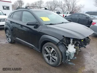 2021 Hyundai Kona Ultimate with VIN KM8K5CA5XMU619270, listed as a IAAI auction lot 41738772 with 50,344 mi miles. Bid and sale history available at carsss.com. Image 1.