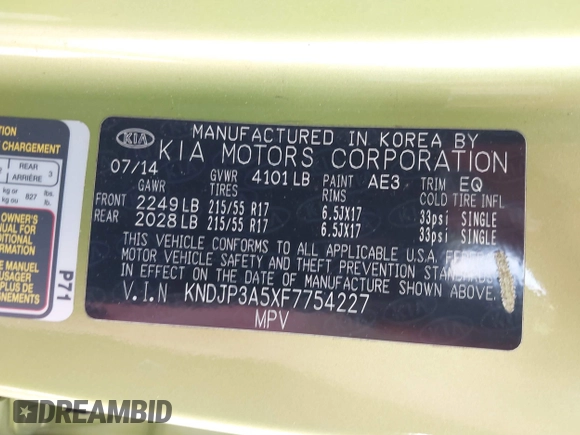 2015 Kia Soul + with VIN KNDJP3A5XF7754227, listed as a IAAI auction lot 40522676 with 186,390 mi miles. Bid and sale history available at carsss.com. Image 9.