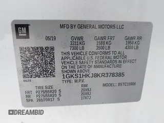 2019 GMC Yukon XL Denali with VIN 1GKS1HKJ8KR378385, listed as a IAAI auction lot 41824529 with 115,481 mi miles. Bid and sale history available at carsss.com. Image 9.