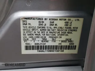 2005 Nissan Altima 2.5 with VIN 1N4AL11D95C132138, listed as a Copart auction lot 46831445 with 107,073 mi miles and Salvage Title. Bid and sale history available at carsss.com. Image 12.