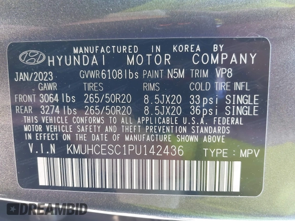 2023 Genesis GV80 с VIN KMUHCESC1PU142436, выставлен на аукционе IAAI как лот 41337461 с пробегом 13 420 миль миль и . История ставок и продаж доступна на DreamBid. Изображение 9.